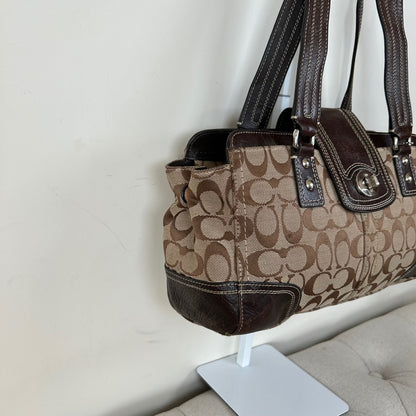 Coach Hampton Brown Signature Monogram Satchel Shoulder Bag E0932-F13975