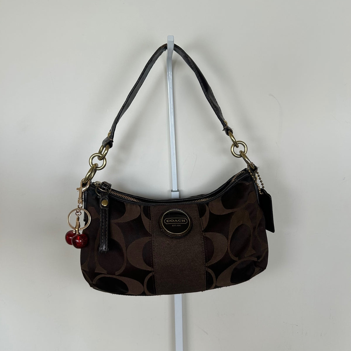 Coach Chocolate Brown Stripe Mini Shoulder Bag H1161-F18035