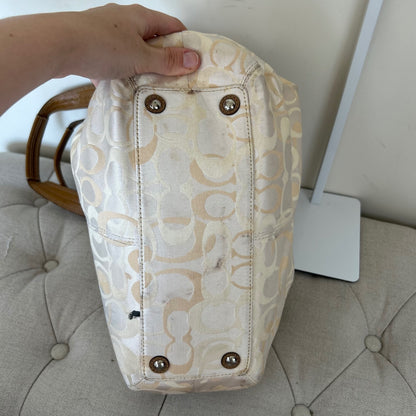 Coach Beige Optic Signature Pleated Monogram Shoulder Bag L1093-F15682
