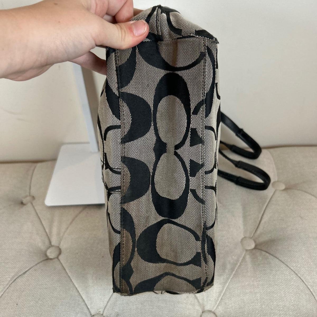 Coach Black Patent Signature Stripe Tote Bag C0868-12429