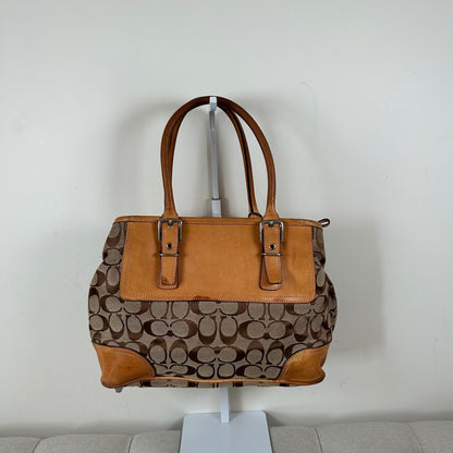 Coach Beige Hampton Monogram Shoulder Bag J3J-6366