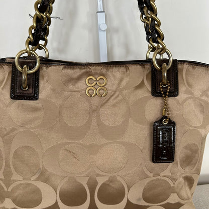 Coach Beige Signature Monogram Tote Shoulder Bag J1020-16410