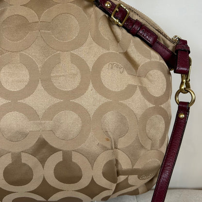 Coach Ashley Beige & Burgundy Large Convertible Shoulder Bag F1173-18648