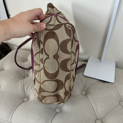 Coach Signature Monogram Purple Stripe Tote Shoulder Bag E1020-F15112