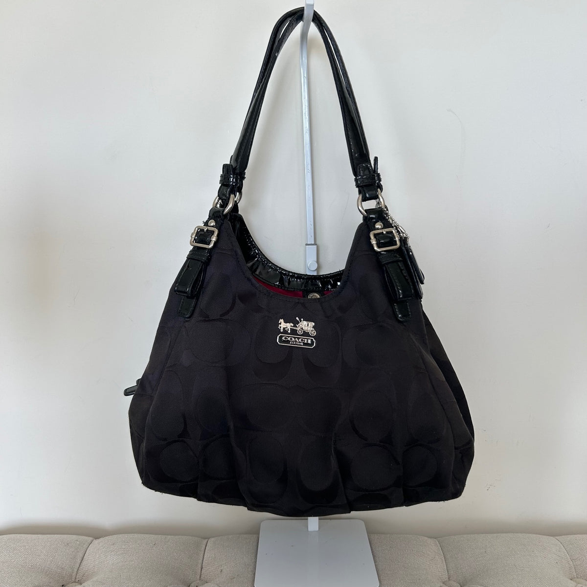 Coach Black Monogram Maggie 3 Compartment Shoulder Bag H1173-18762