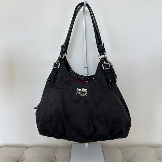 Coach Black Monogram Maggie 3 Compartment Shoulder Bag H1173-18762