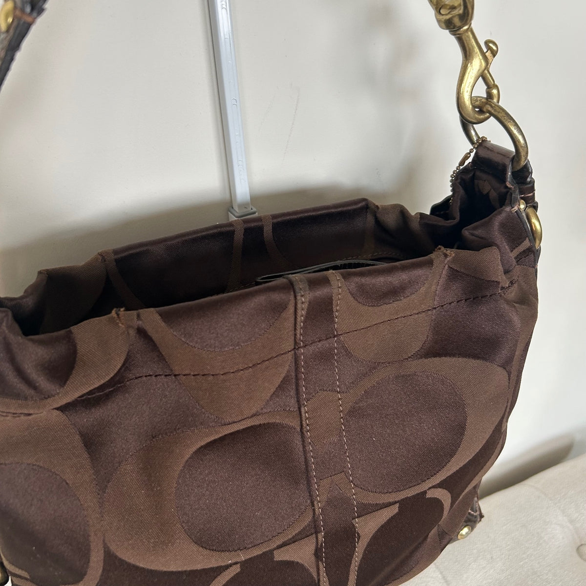 Coach Brown Carly Medium Monogram Shoulder Bag F0825-13008