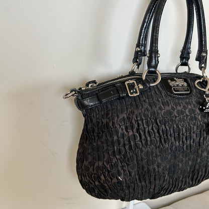 Coach Ashley Mini Black Ruffled Monogram Handbag J1182-18886