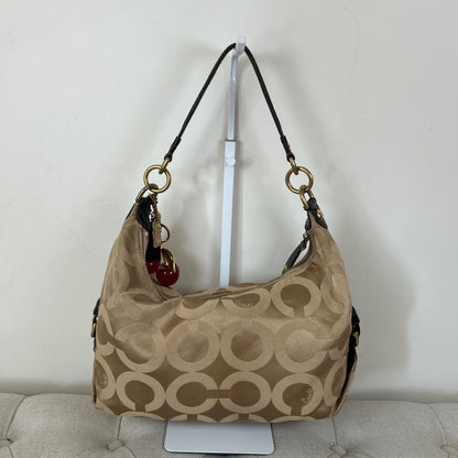 Coach Brown Beige Monogram Convertible Hobo Shoulder Bag H1169-18801M