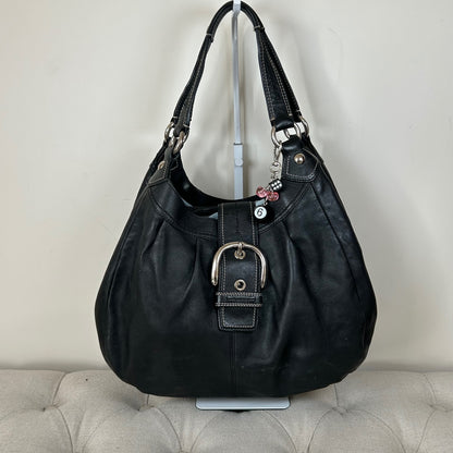 Coach Black Leather 3 Compartment Shoulder Bag Silver Buckle D1069-F15075