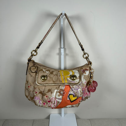 Coach Poppy Graffiti Beige Shoulder Bag L0973-15040