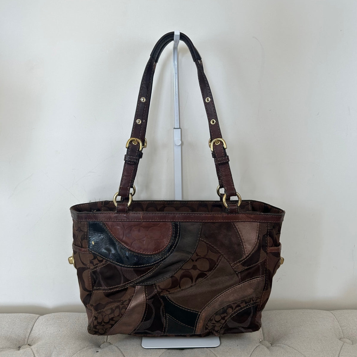 Coach Brown Mosaic Patchwork Tote Shoulder Bag E0873-13516