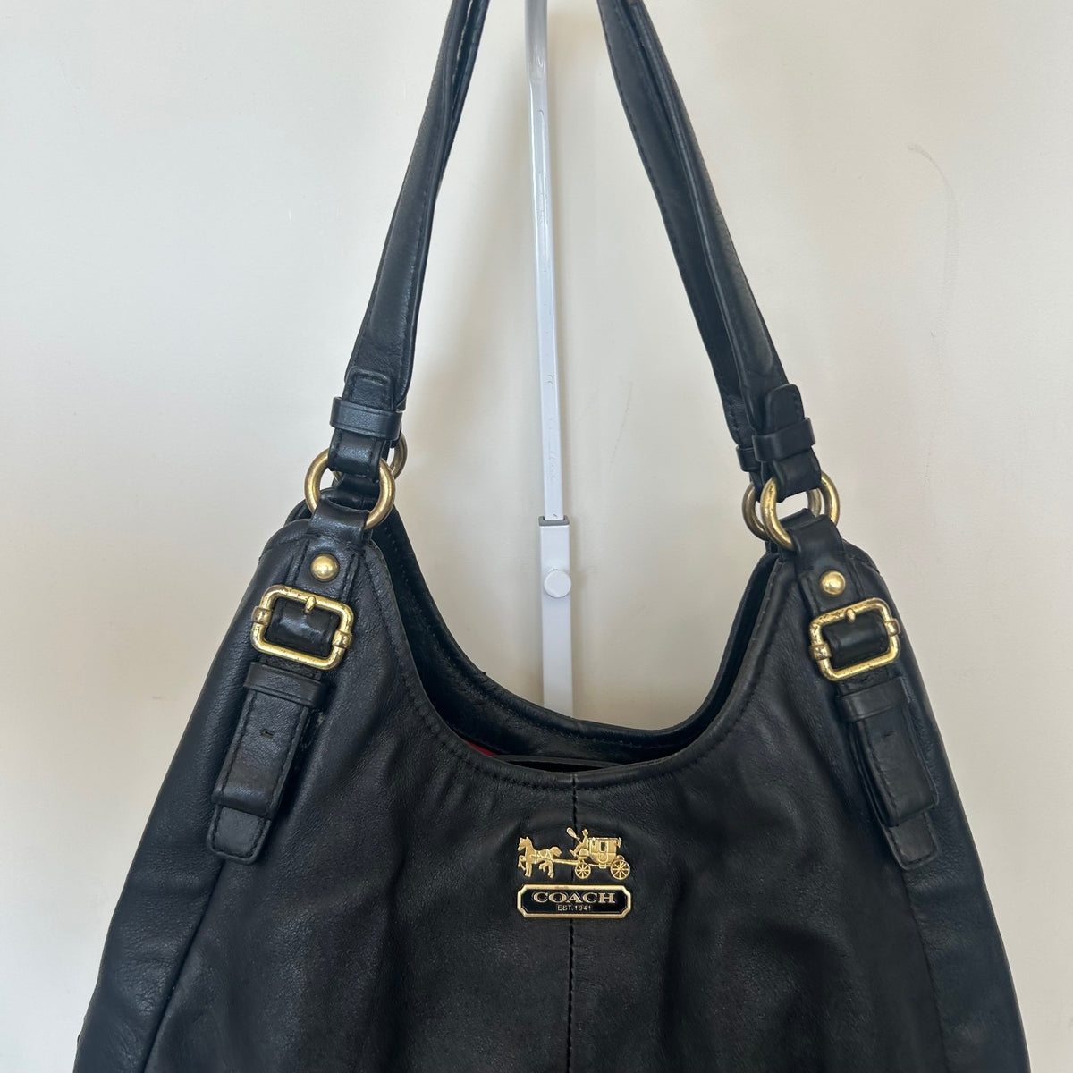 Coach Black Leather Maggie 3 Compartment Shoulder Bag B1168-16503