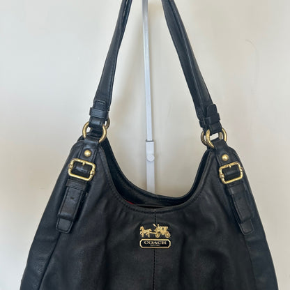 Coach Black Leather Maggie 3 Compartment Shoulder Bag B1168-16503