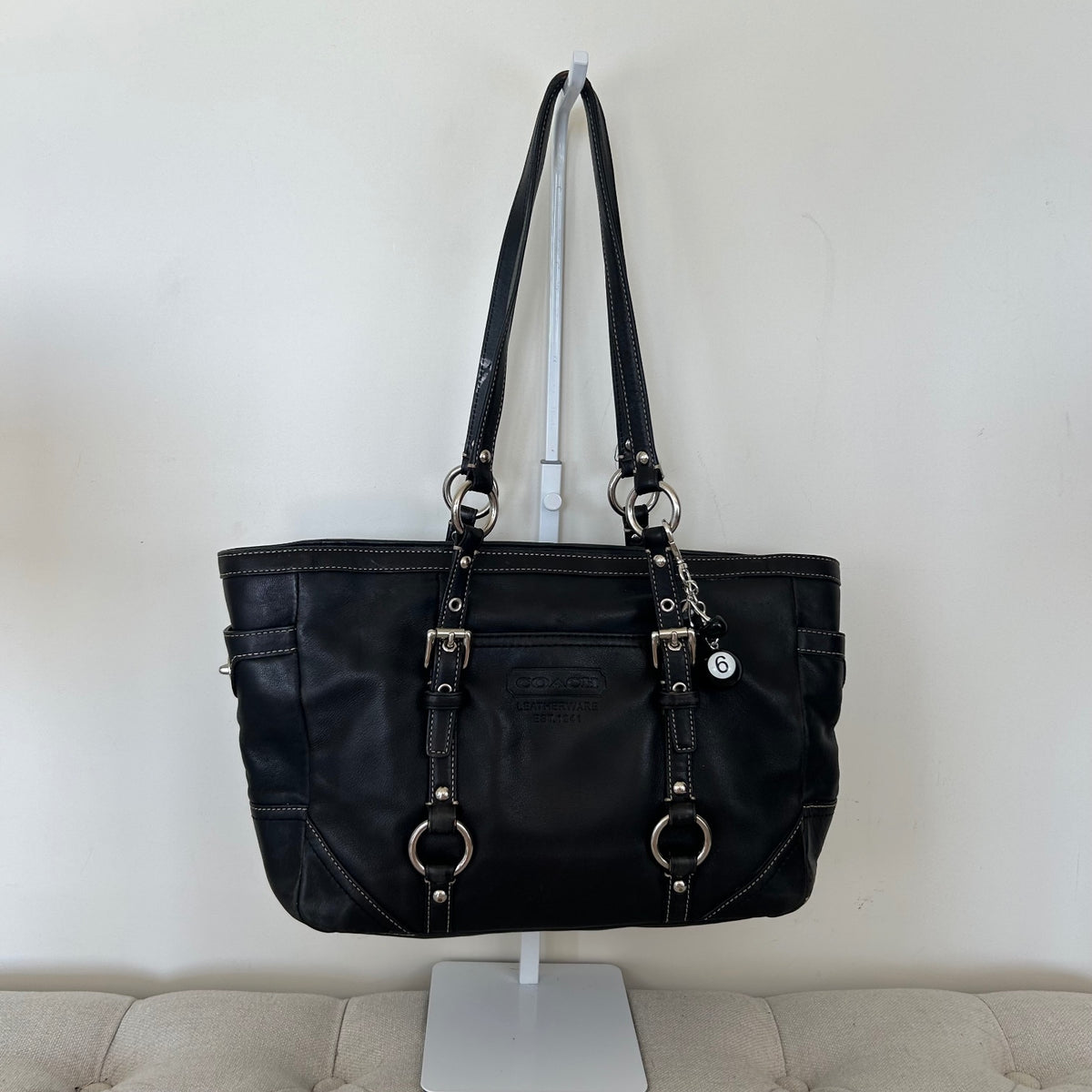 Coach East West Black Leather Shoulder Bag E0882-F12343