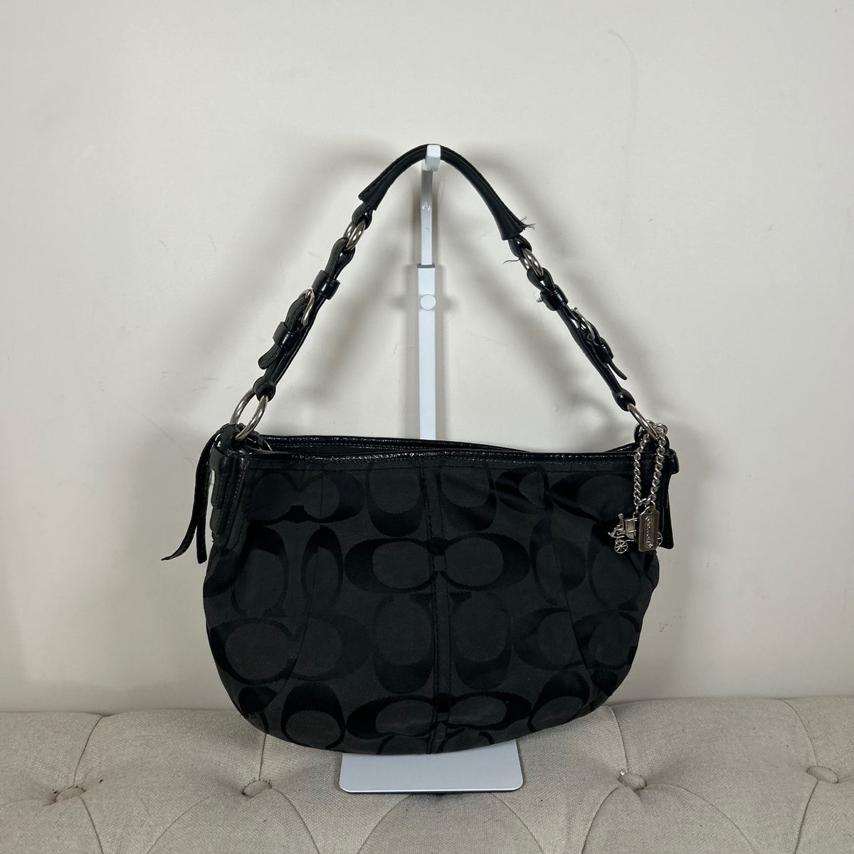 Coach Black Canvas Half Moon Hobo Shoulder Bag J0820-13351