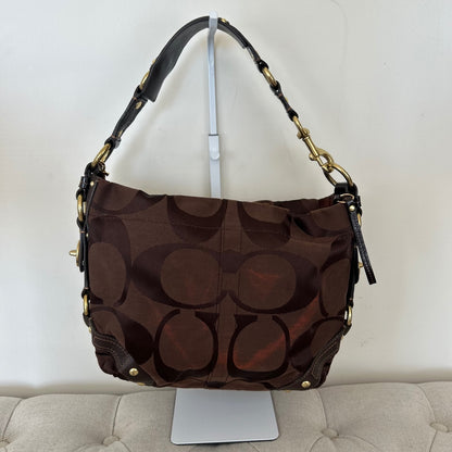 Coach Medium Zoe Chocolate Brown Signature Monogram Shoulder Bag J0826-12871