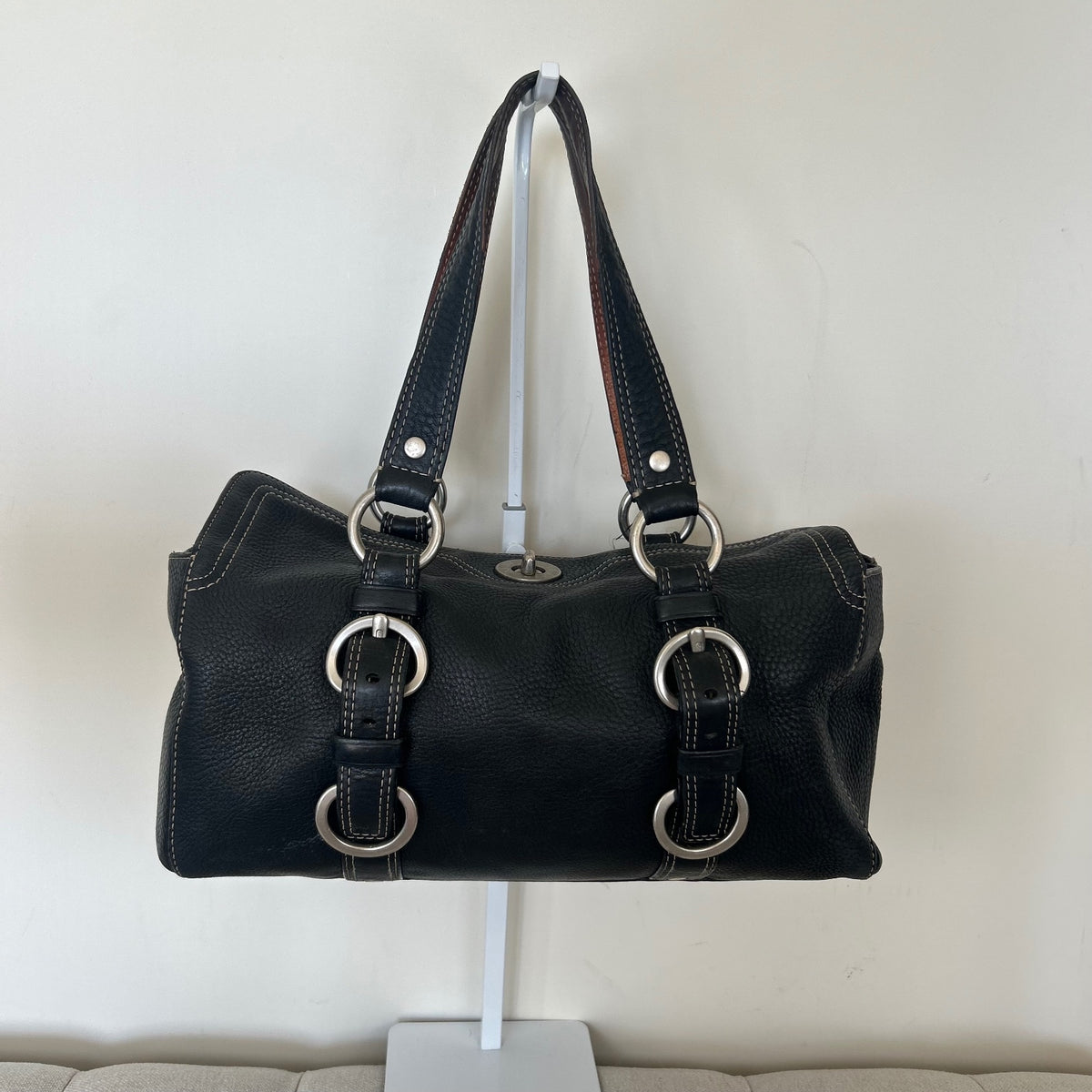 Coach Black Pebbled Leather Chelsea Satchel E068-10134