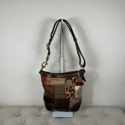 Coach Brown Patchwork Crossbody Convertible Shoulder Bag F0893-F12840