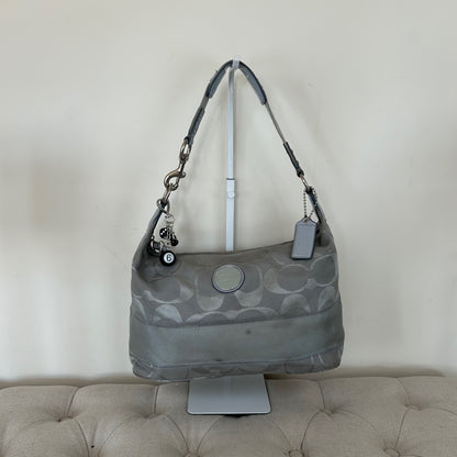 Coach Blue Grey Monogram Hobo Slouch Shoulder Bag K1159-F17434
