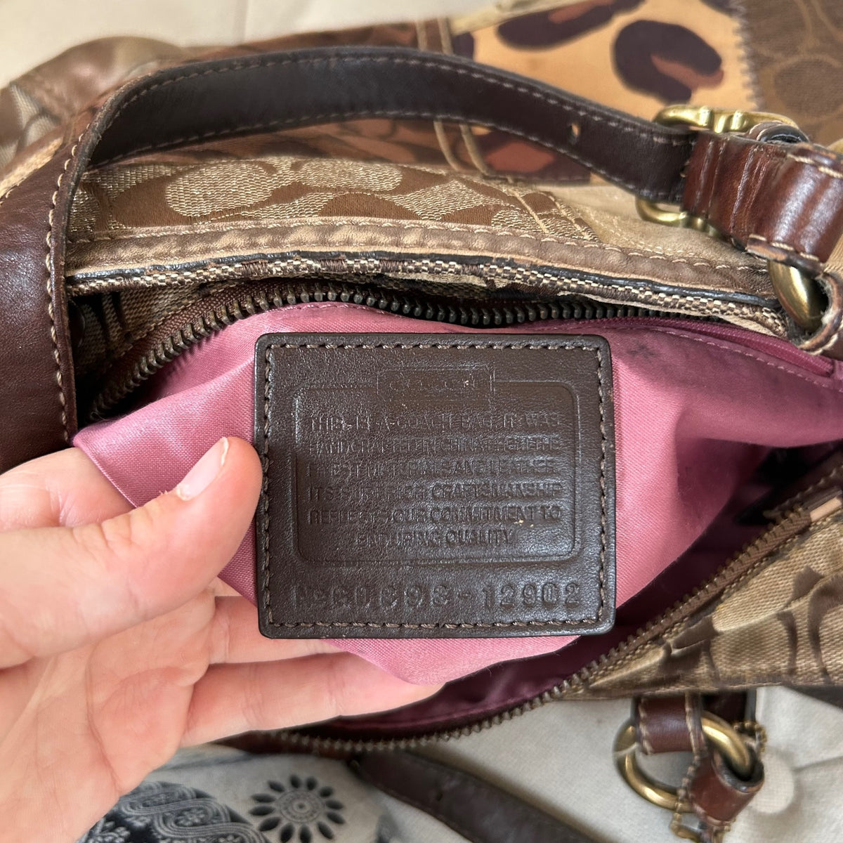 Rare Coach Brown Signature Patchwork East-West Shoulder Bag G0893-12902