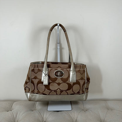 Coach Madeline Brown Monogram Shoulder Bag Silver Detail A0873-11557