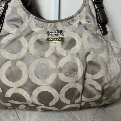Coach Grey Signature Monogram 3 Compartment Shoulder Bag D1182-17689