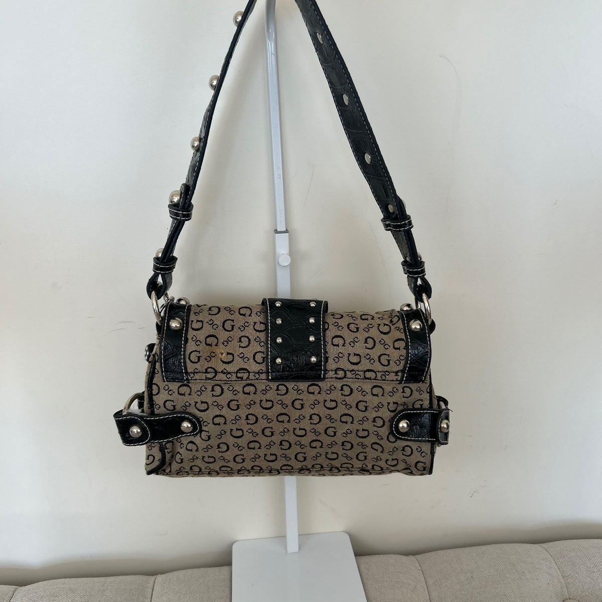Guess Black & Grey Monogram Shoulder Bag