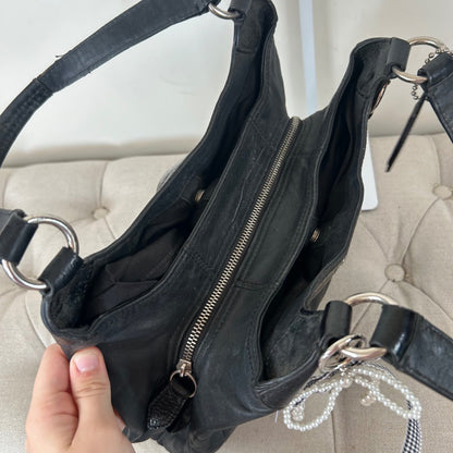 Coach Black Leather 3 Compartment Shoulder Bag E1293-F19453
