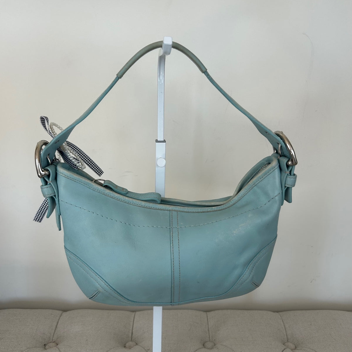 Coach Light Blue Leather Mini Hobo Soho Shoulder Bag L3S-9541