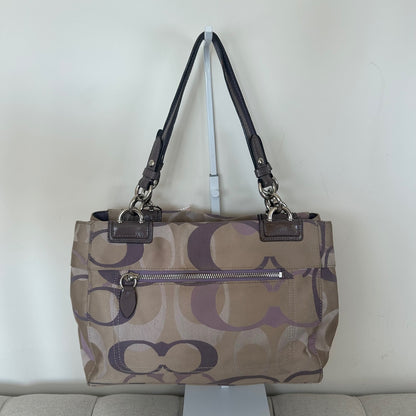 Coach Purple Monogram 3 Compartment Shoulder Bag L1194-F17140