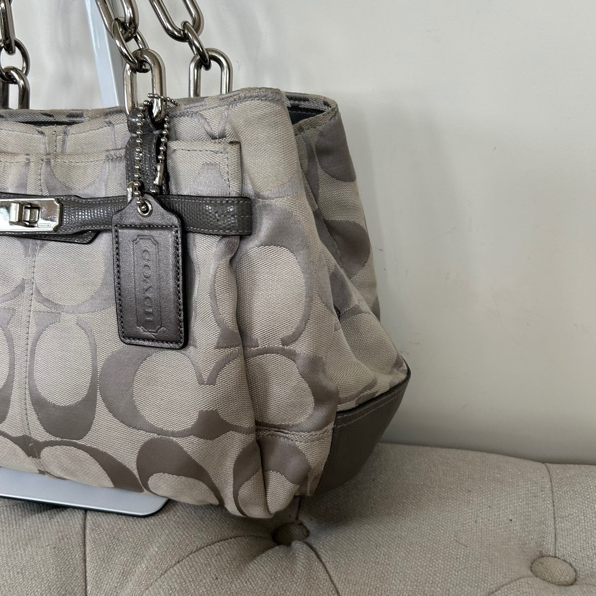 Coach Grey Monogram 3 Compartment Shoulder Bag C1173-17806
