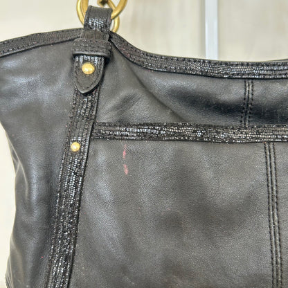 Coach Black Leather Shoulder Bag Handbag Purse Gold Hardware C1375-F20812