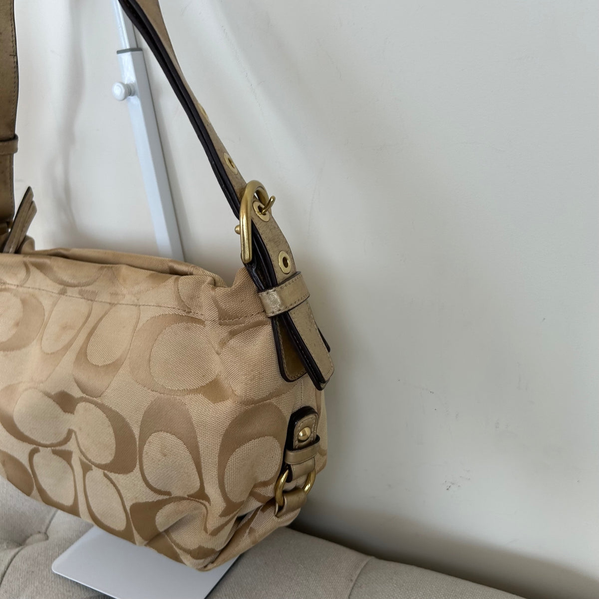 Coach Beige Monogram Convertible Shoulder Bag K1173-F15068
