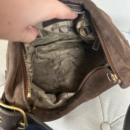 Coach Brown Suede Hobo Crossbody Bag G2S-9324