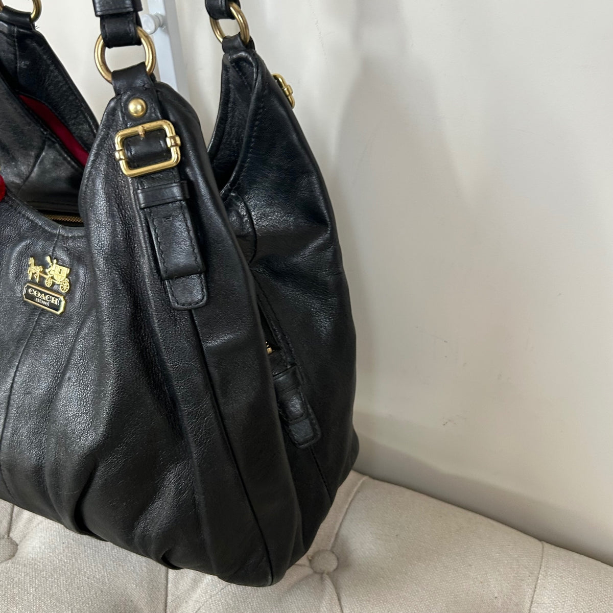 Coach Maggie Black Leather 3 Compartment Shoulder Bag B1168-16503