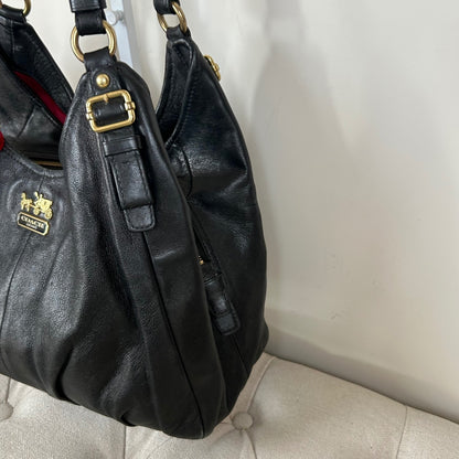 Coach Maggie Black Leather 3 Compartment Shoulder Bag B1168-16503
