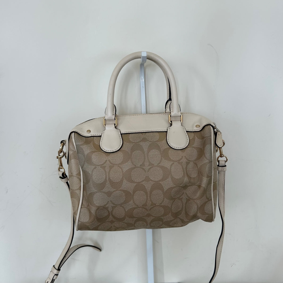 Coach Rowan Beige Mini Shoulder Bag Handbag Purse Gold Hardware H1780-F58312