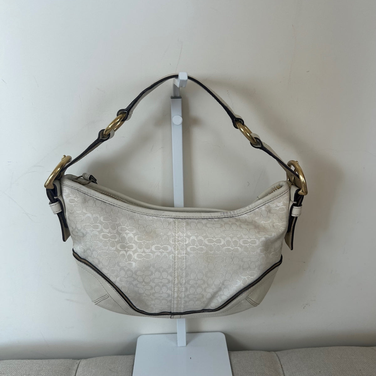 Coach White Monogram Hobo Shoulder Bag H04J-1455
