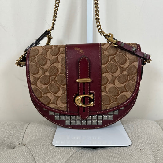 Coach Burgundy Studded Leather Shoulder Bag H1880-48189