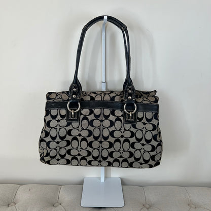 Coach Penelope Black Monogram 3 Compartment Shoulder Bag C1026-F14696