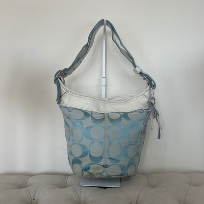 Coach Baby Blue Monogram Canvas Bucket Shoulder Bag M0849-F13358