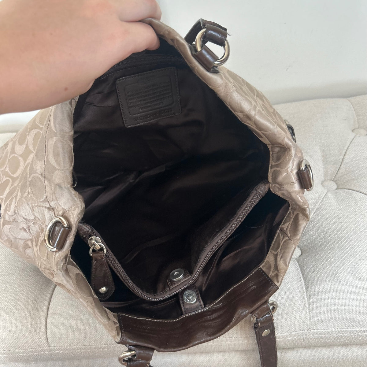 Coach Beige Monogram 3 Compartment Shoulder Bag C1159-F15510