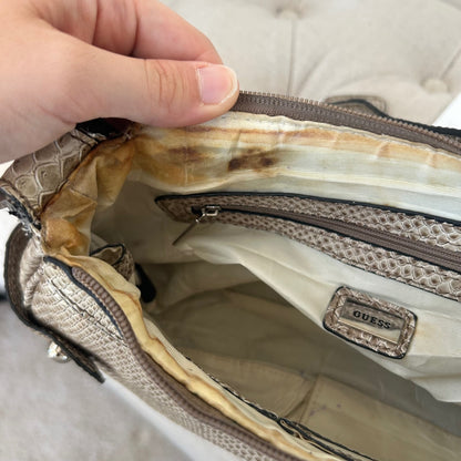 Guess Grey Snakeskin Shoulder Bag Chunky Hardware Y2K