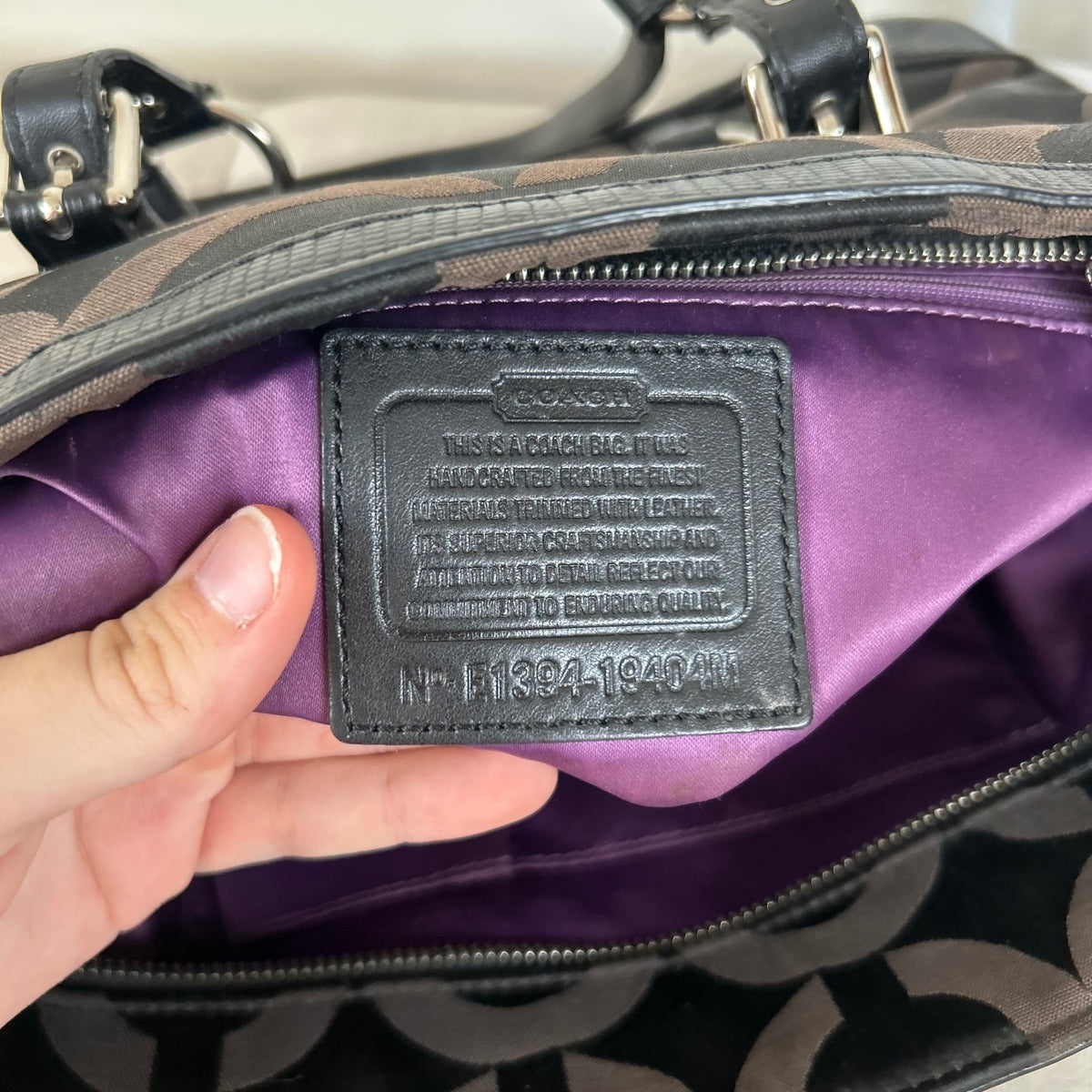 Coach Black Monogram Turnlock Tote Shoulder Bag E1394-19404M