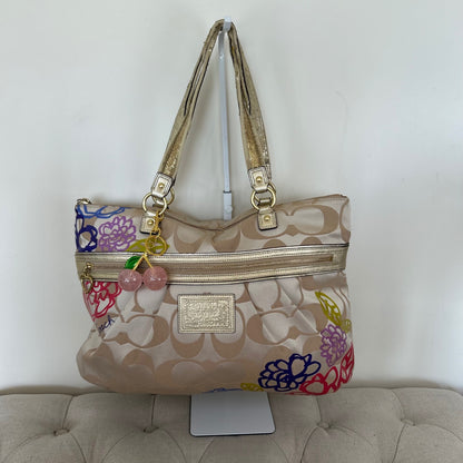 Coach Poppy Beige Flower Detail Shoulder Bag K1259-F20794