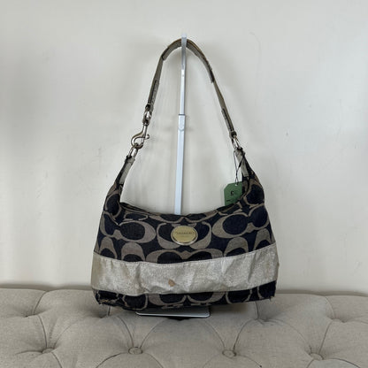 Coach Blue Denim Slouchy Hobo Shoulder Bag Silver Stripe E1176-F17434