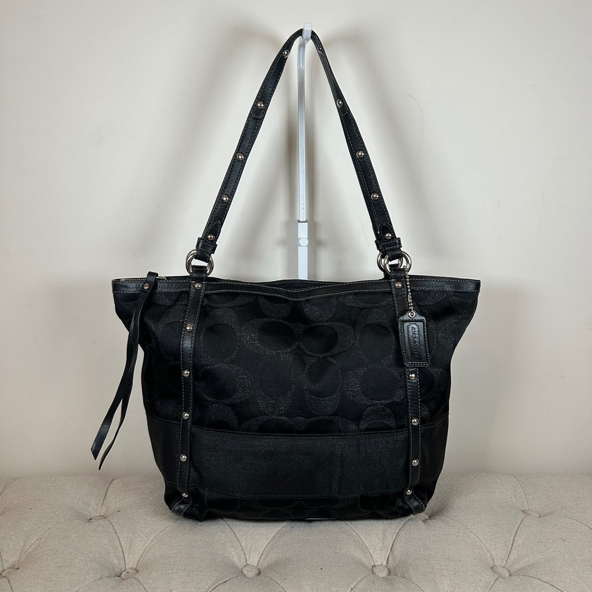 Coach Black Sequin Large Monogram Tote Shoulder Bag F0871-12911