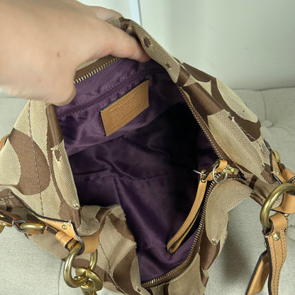 Coach Brown Signature Monogram Canvas Medium Carly Shoulder Bag J0749-11648