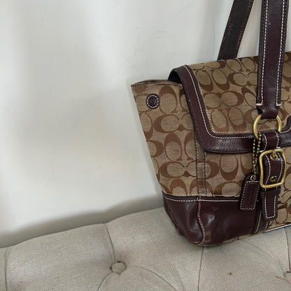 Coach Brown Monogram Turnlock Satchell Shoulder Bag D0726-11061